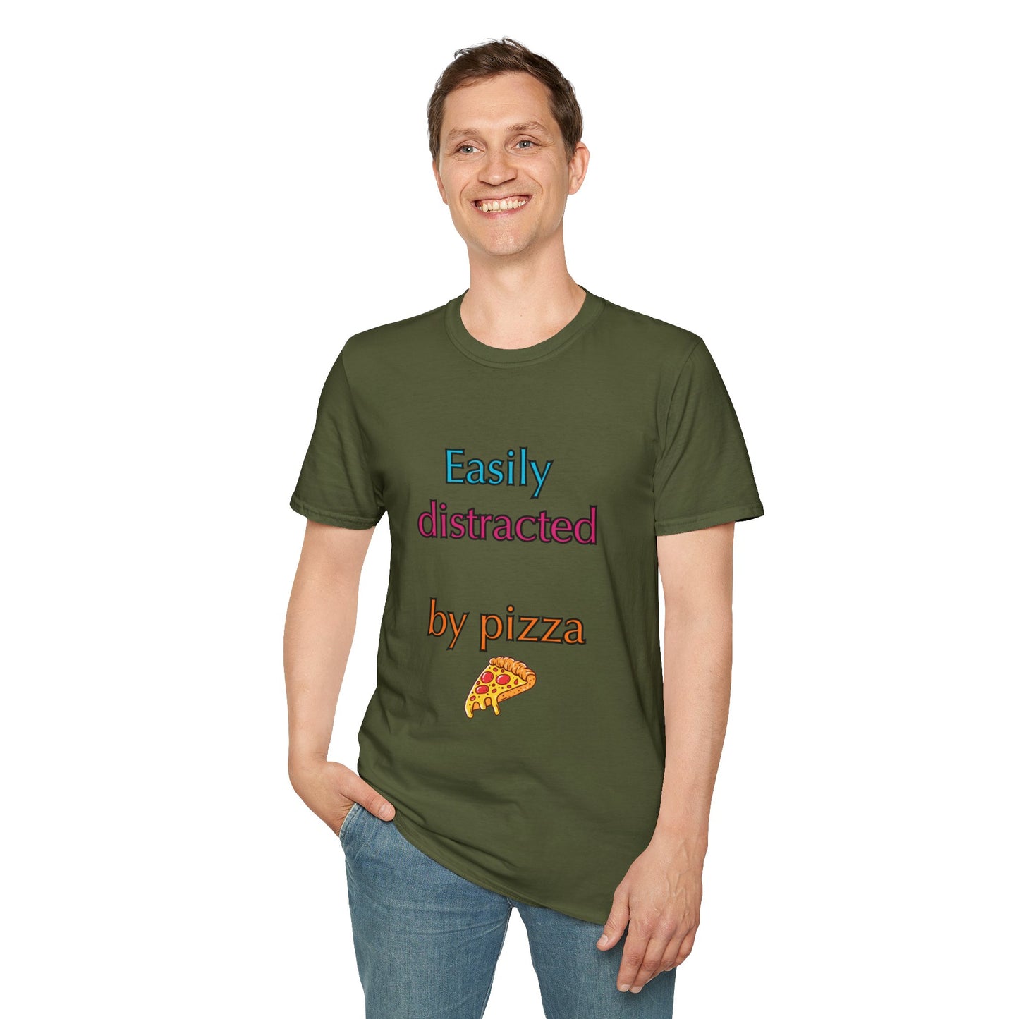 Unisex Softstyle T-Shirt "Easily distracted by pizza."