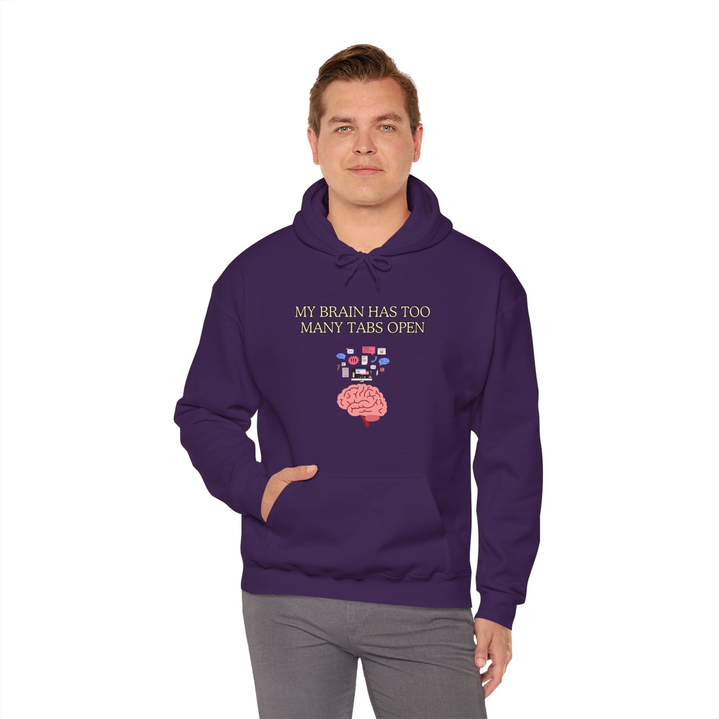 Unisex Heavy Blend™ Hooded Sweatshirt "My brain has too many tabs open."