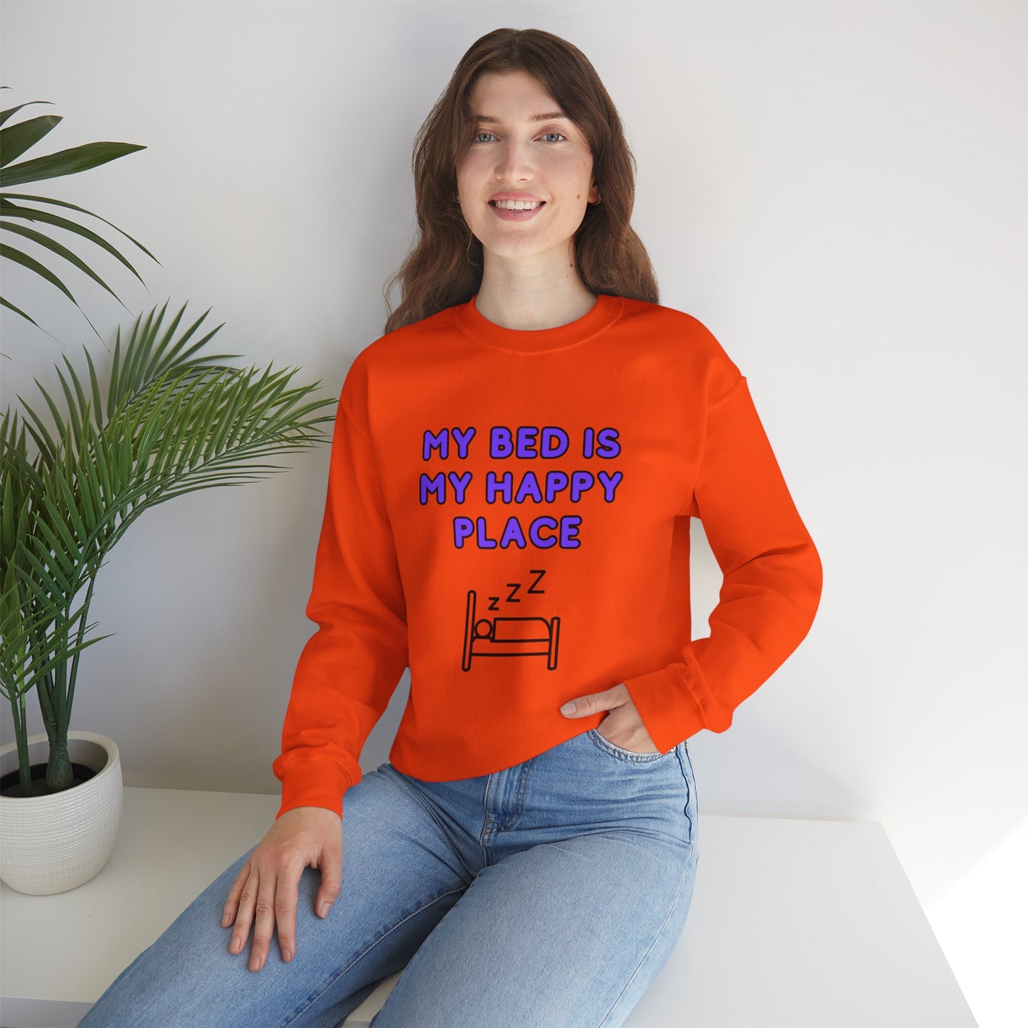 Unisex Heavy Blend™ Crewneck Sweatshirt "My bed is my happy place"