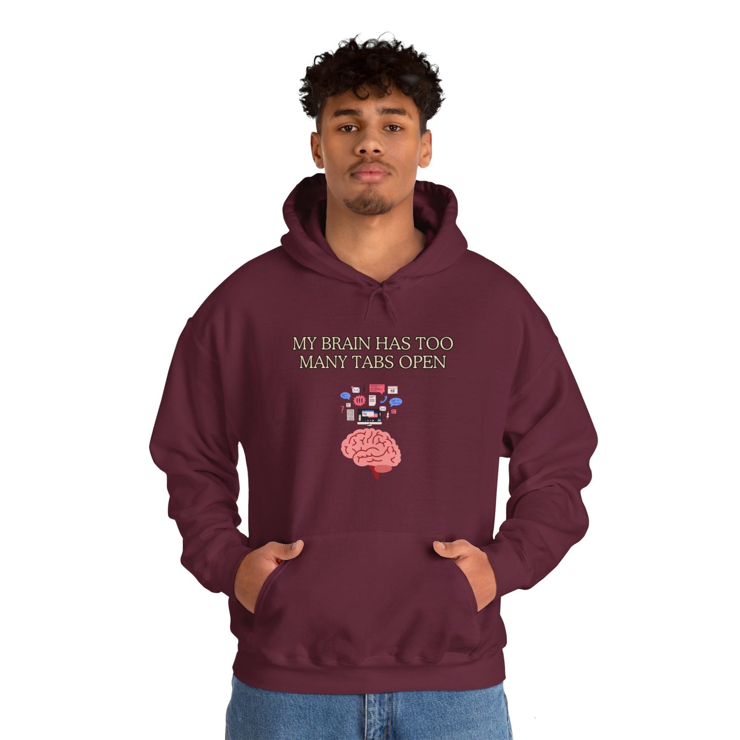 Unisex Heavy Blend™ Hooded Sweatshirt "My brain has too many tabs open."