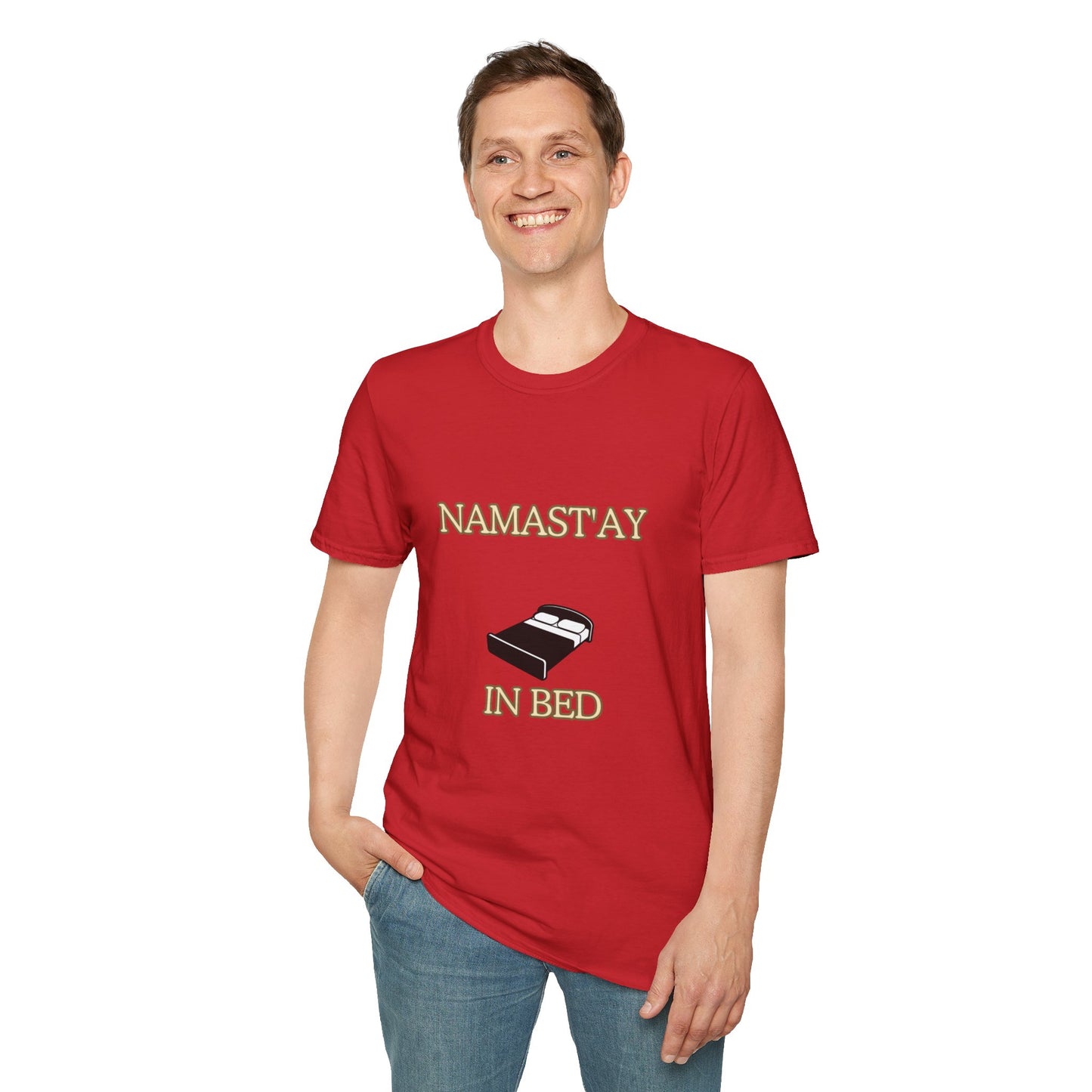 Unisex Softstyle T-Shirt "Namast'ay in bed"