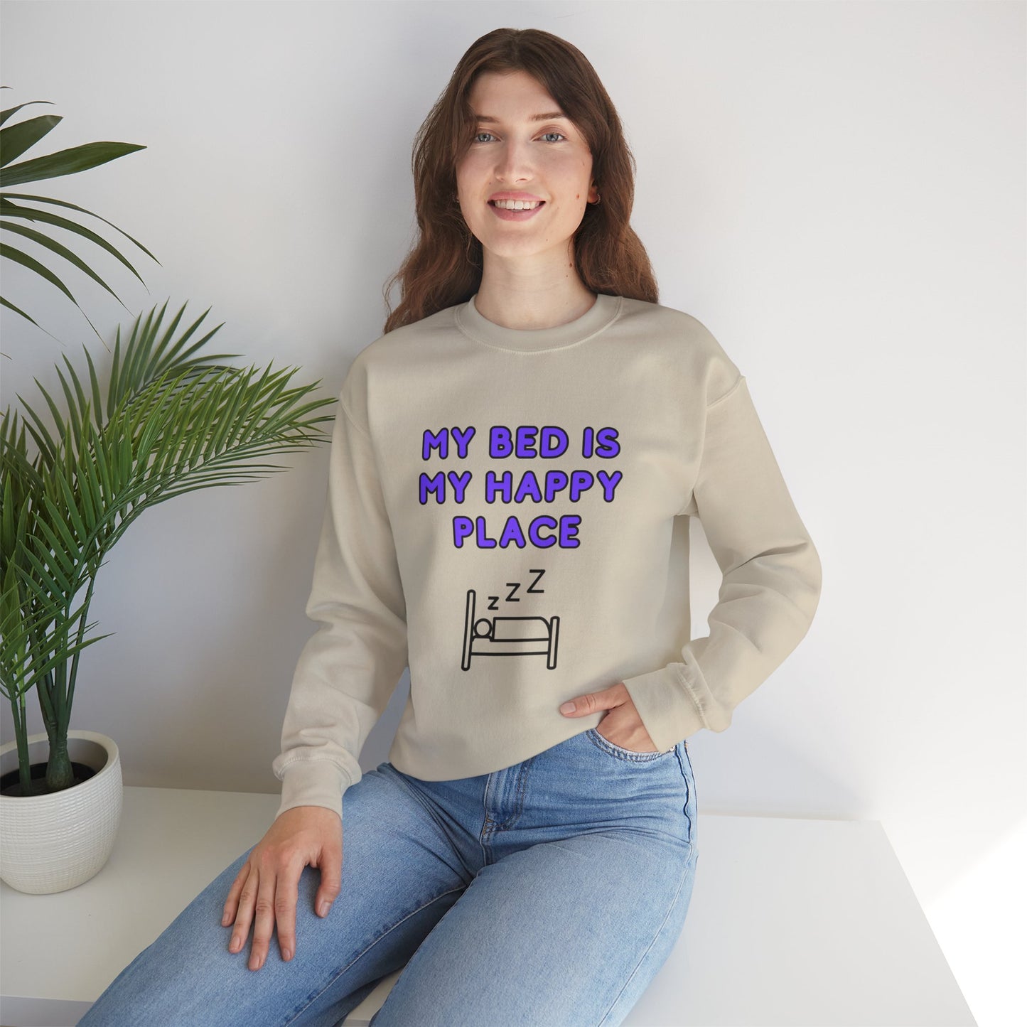 Unisex Heavy Blend™ Crewneck Sweatshirt "My bed is my happy place"