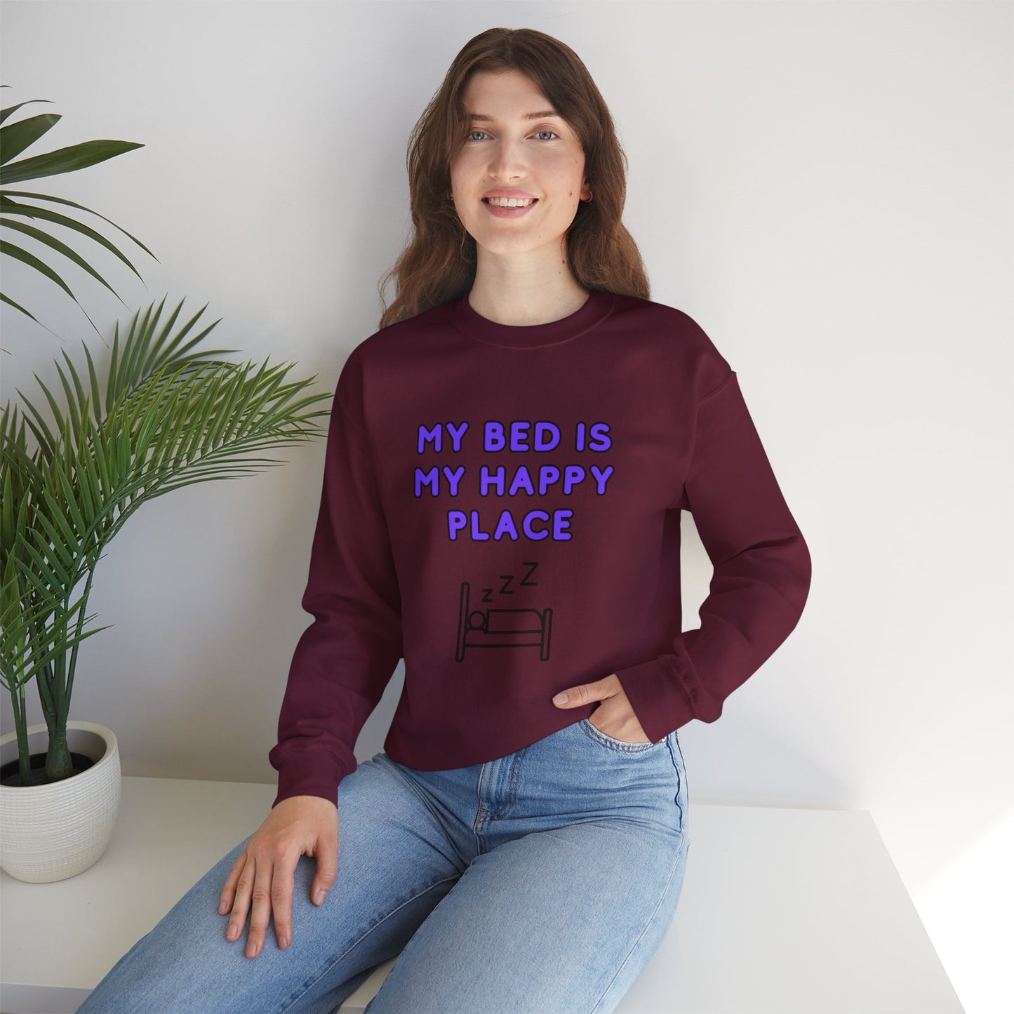 Unisex Heavy Blend™ Crewneck Sweatshirt "My bed is my happy place"