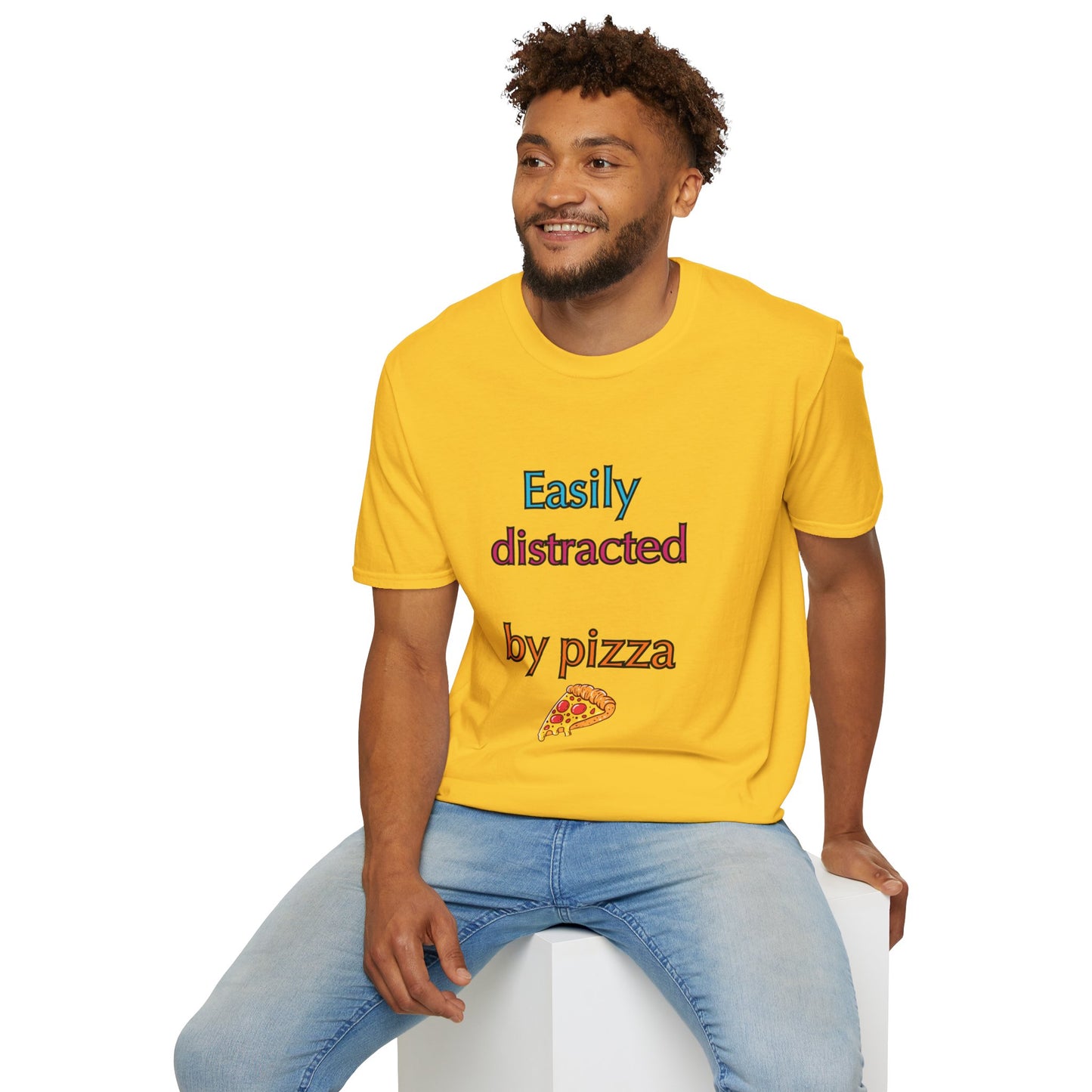 Unisex Softstyle T-Shirt "Easily distracted by pizza."