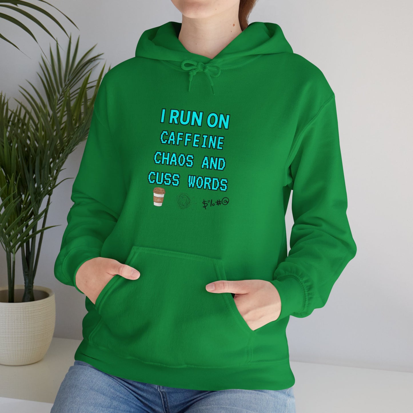 Unisex Heavy Blend™ Hooded Sweatshirt "I run on caffeine, chaos, and cuss words"