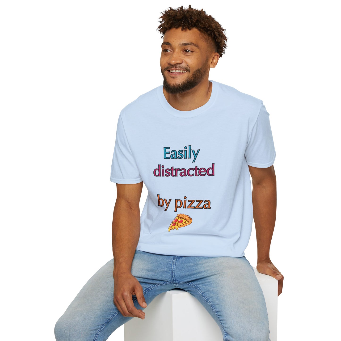 Unisex Softstyle T-Shirt "Easily distracted by pizza."