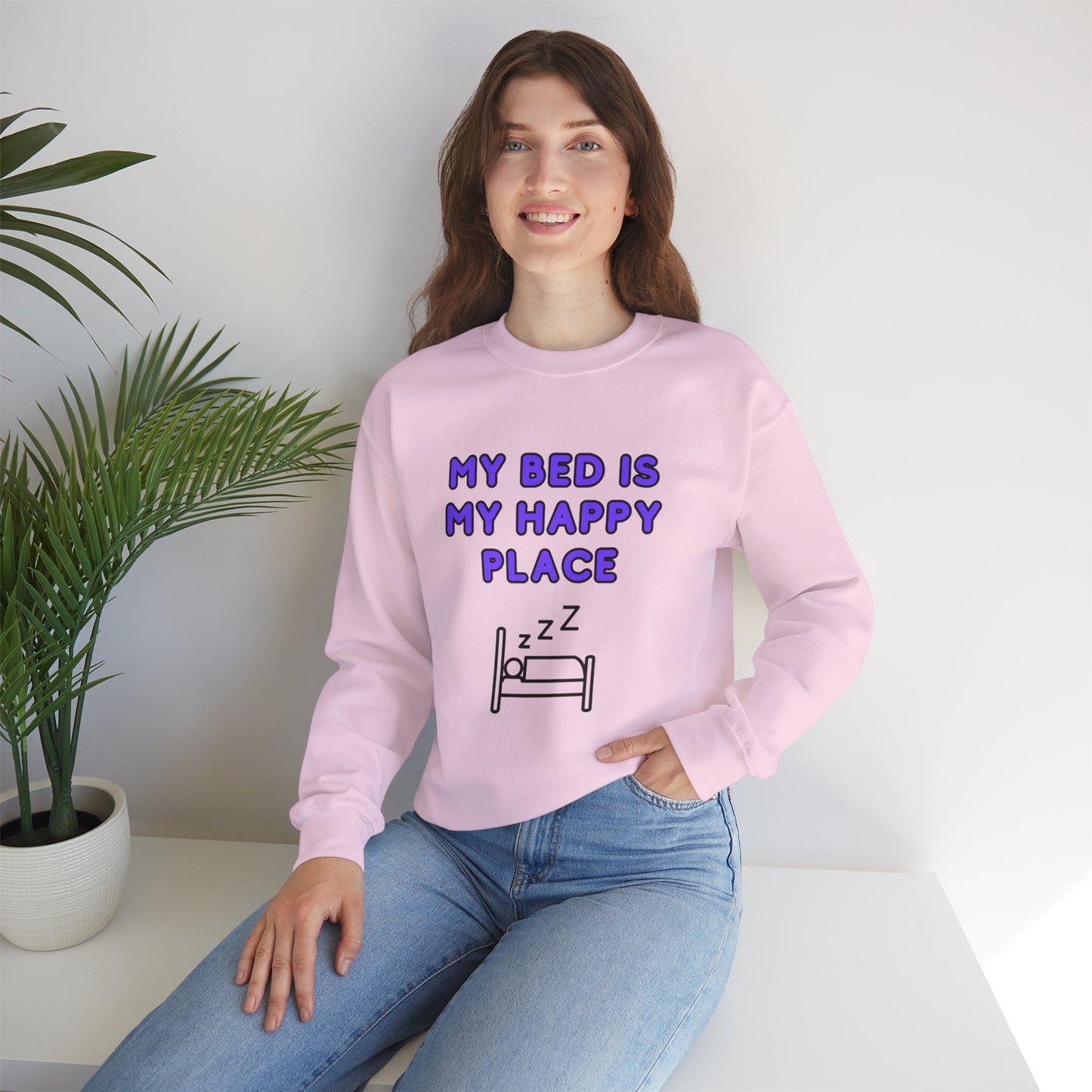 Unisex Heavy Blend™ Crewneck Sweatshirt "My bed is my happy place"