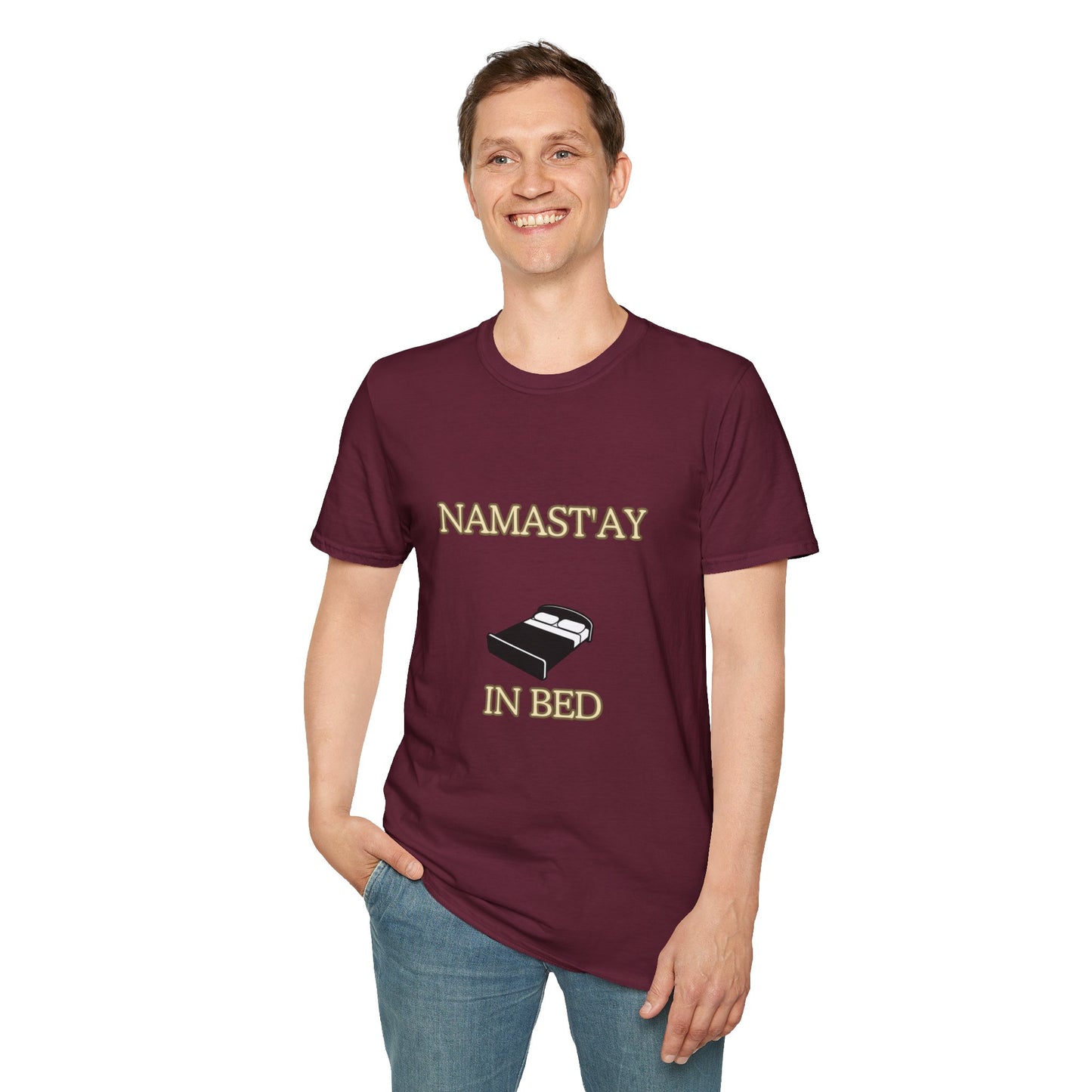 Unisex Softstyle T-Shirt "Namast'ay in bed"