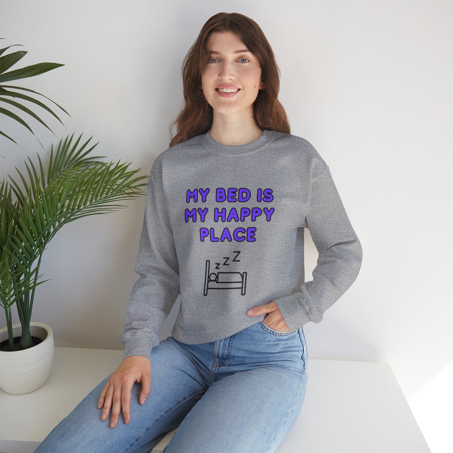 Unisex Heavy Blend™ Crewneck Sweatshirt "My bed is my happy place"