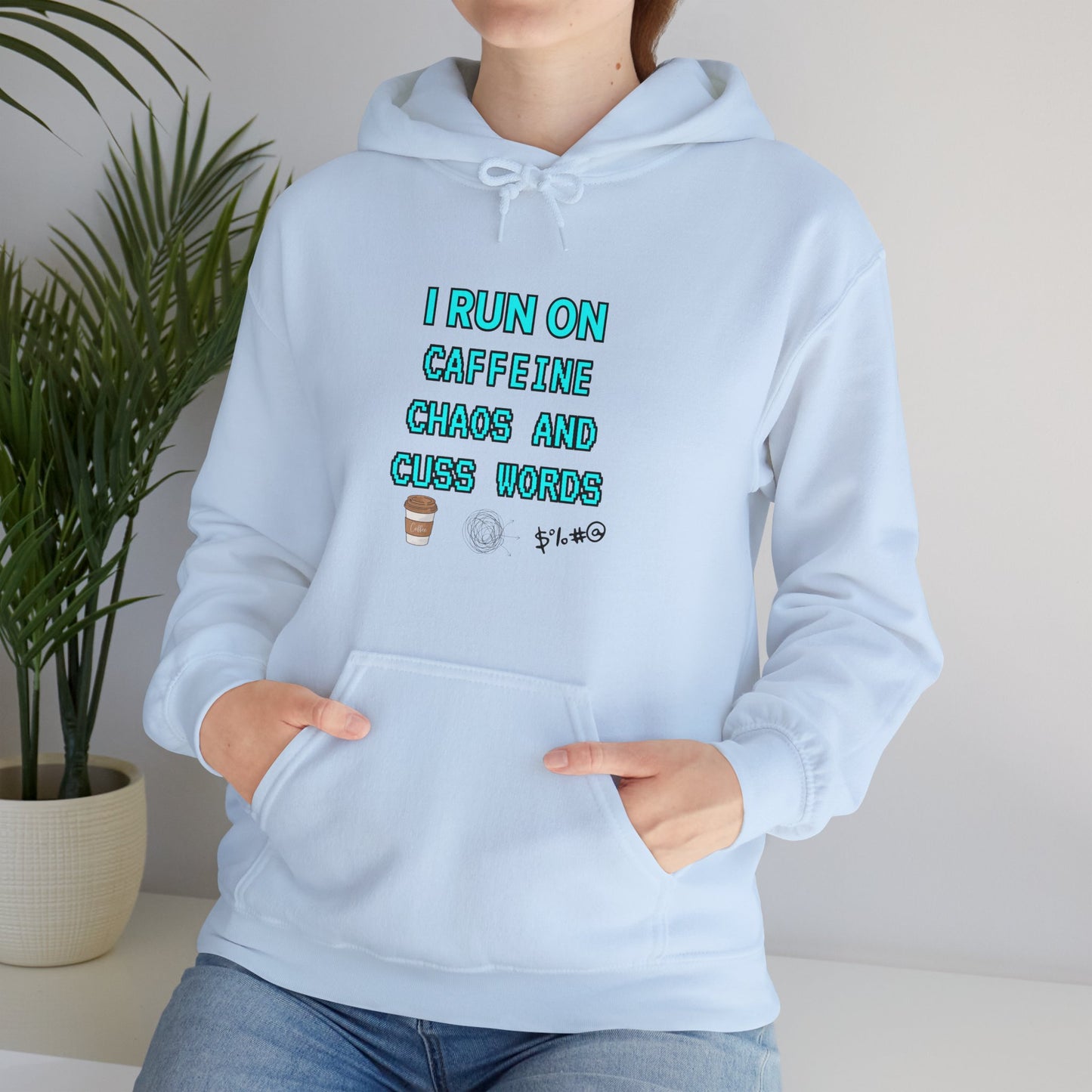 Unisex Heavy Blend™ Hooded Sweatshirt "I run on caffeine, chaos, and cuss words"