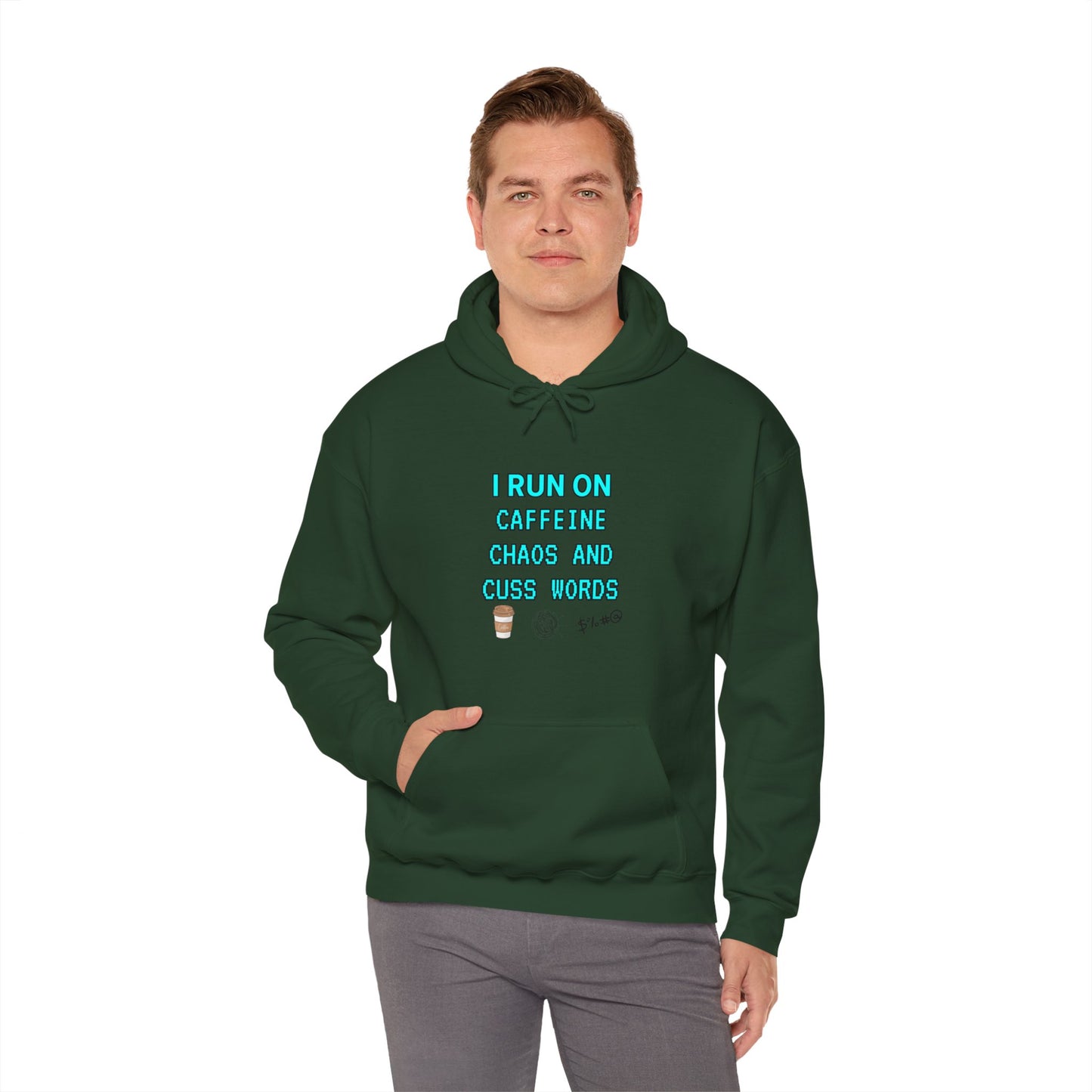 Unisex Heavy Blend™ Hooded Sweatshirt "I run on caffeine, chaos, and cuss words"