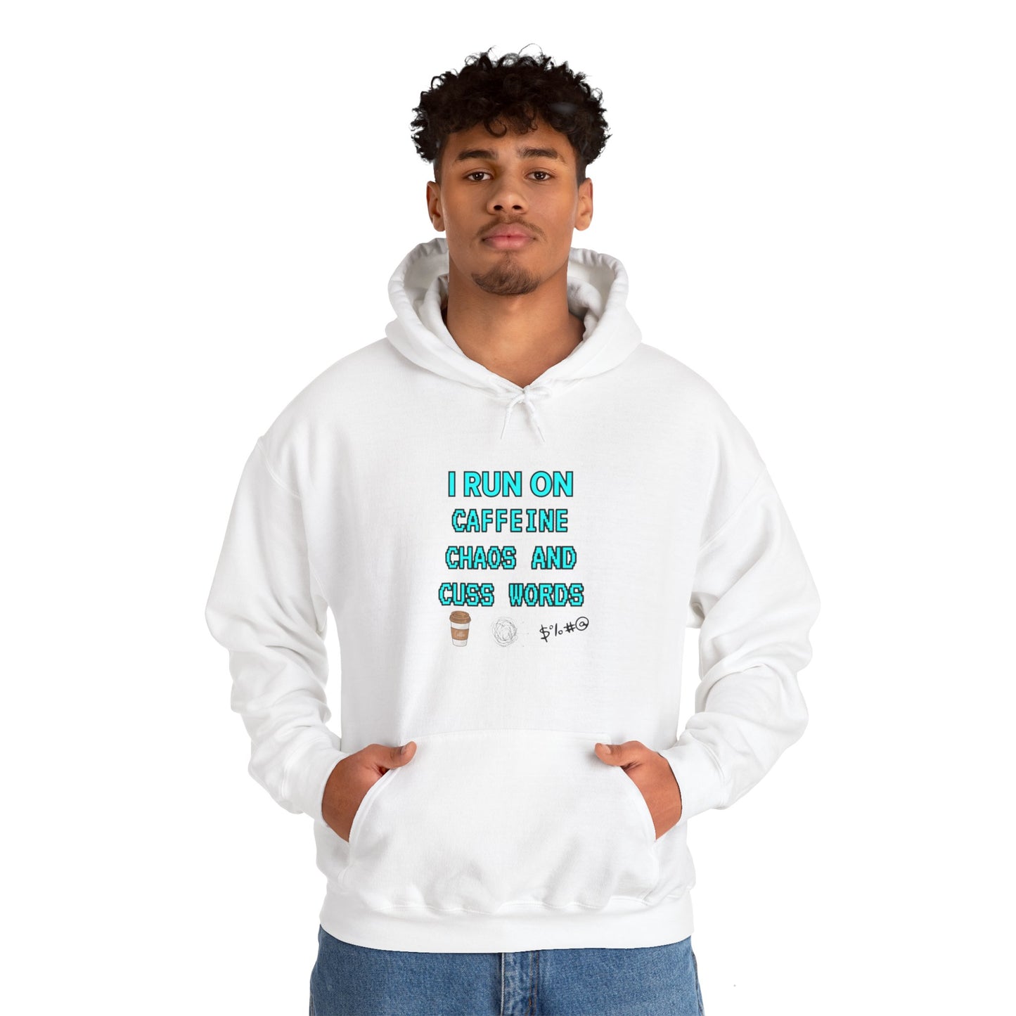 Unisex Heavy Blend™ Hooded Sweatshirt "I run on caffeine, chaos, and cuss words"