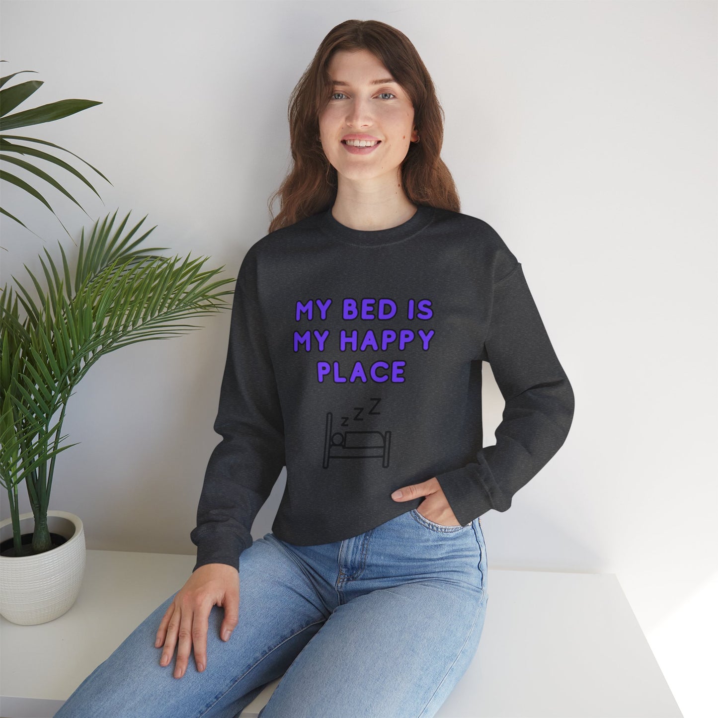 Unisex Heavy Blend™ Crewneck Sweatshirt "My bed is my happy place"