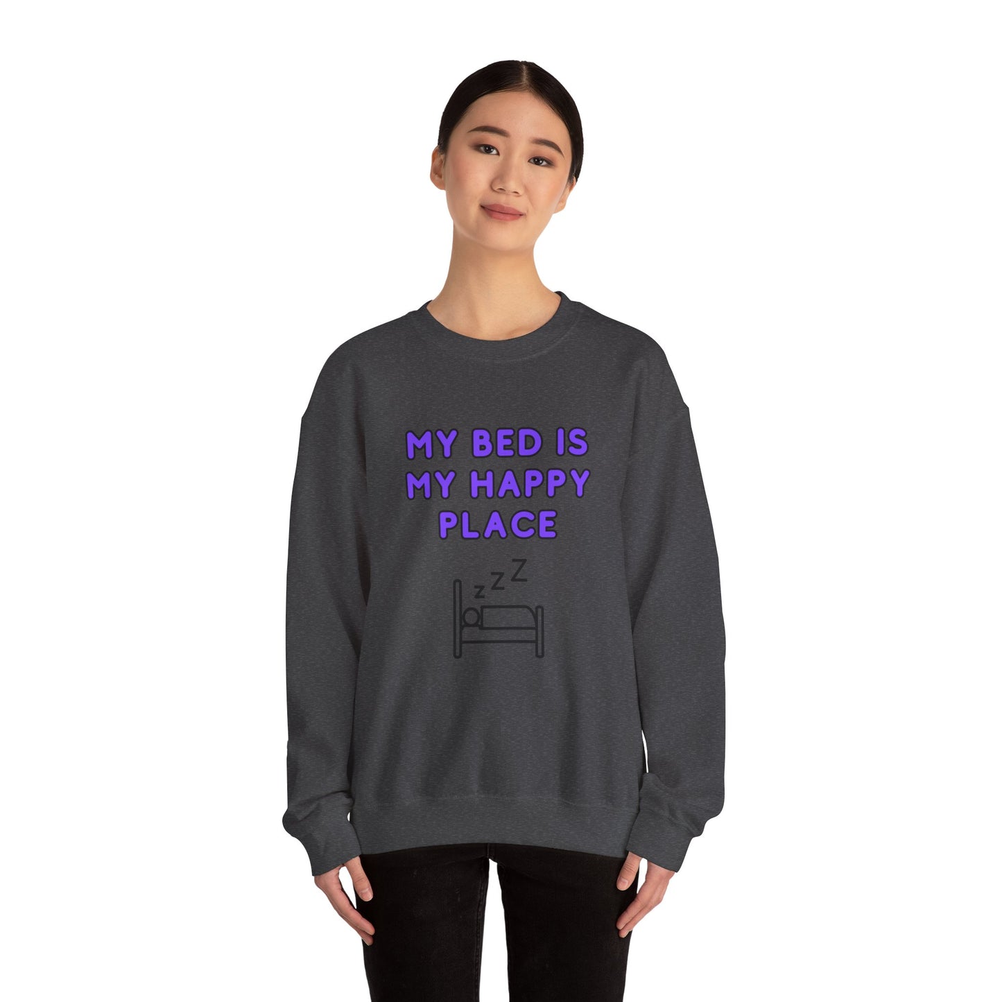 Unisex Heavy Blend™ Crewneck Sweatshirt "My bed is my happy place"