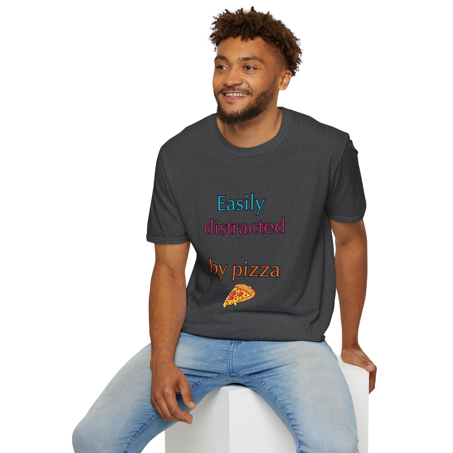 Unisex Softstyle T-Shirt "Easily distracted by pizza."