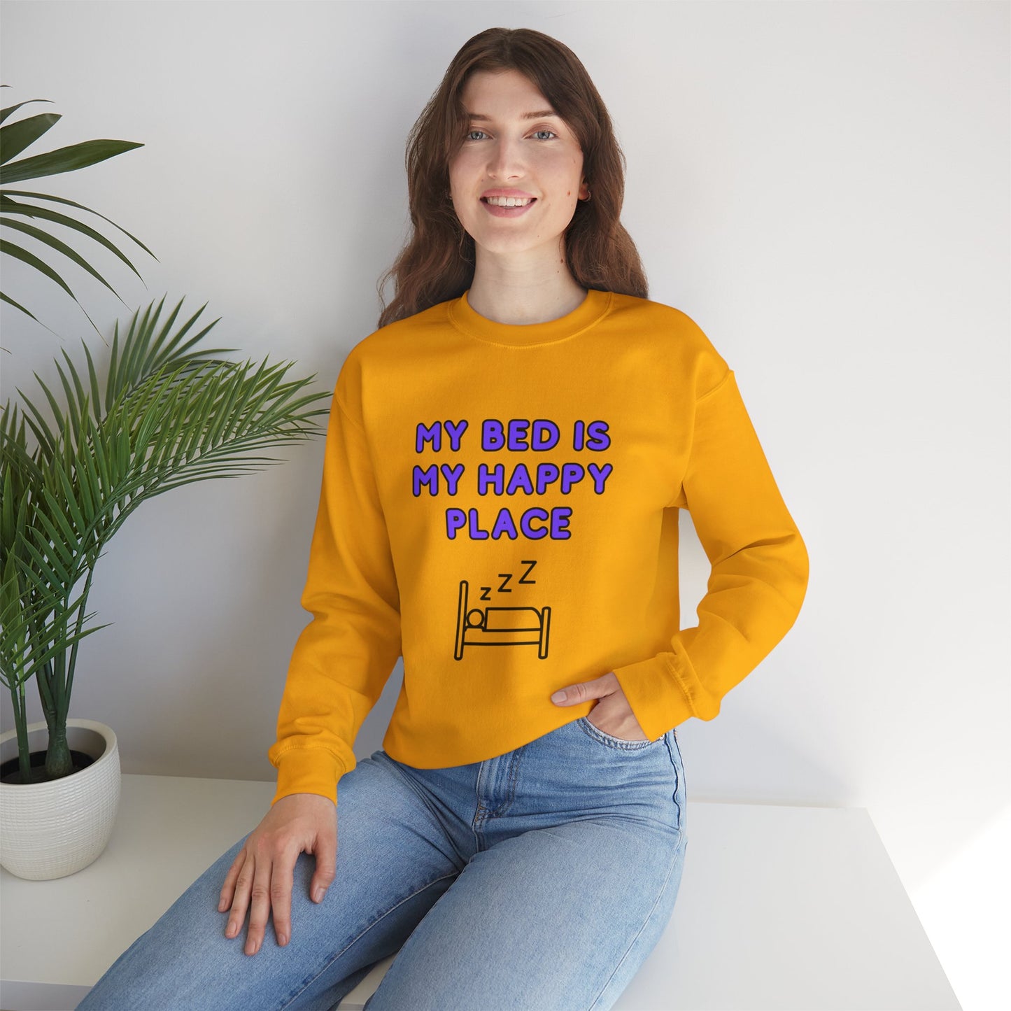 Unisex Heavy Blend™ Crewneck Sweatshirt "My bed is my happy place"