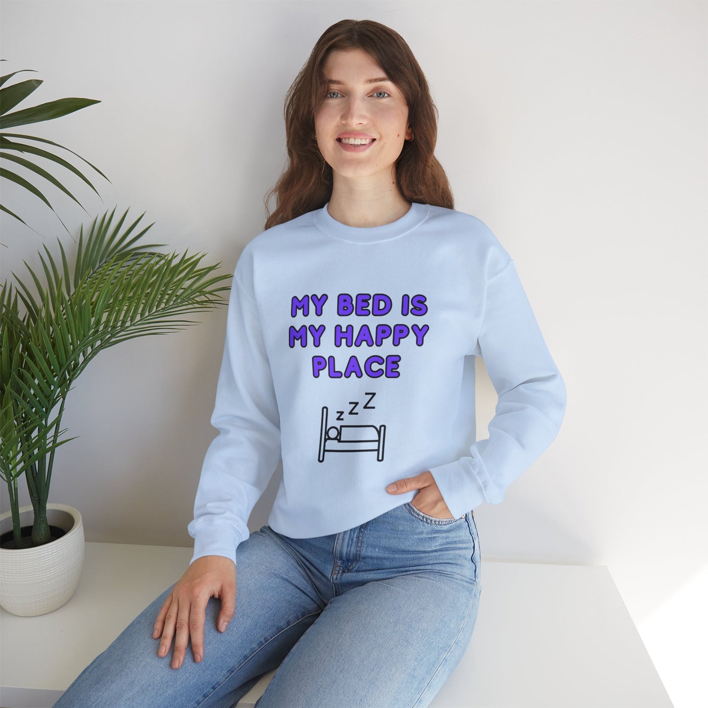 Unisex Heavy Blend™ Crewneck Sweatshirt "My bed is my happy place"