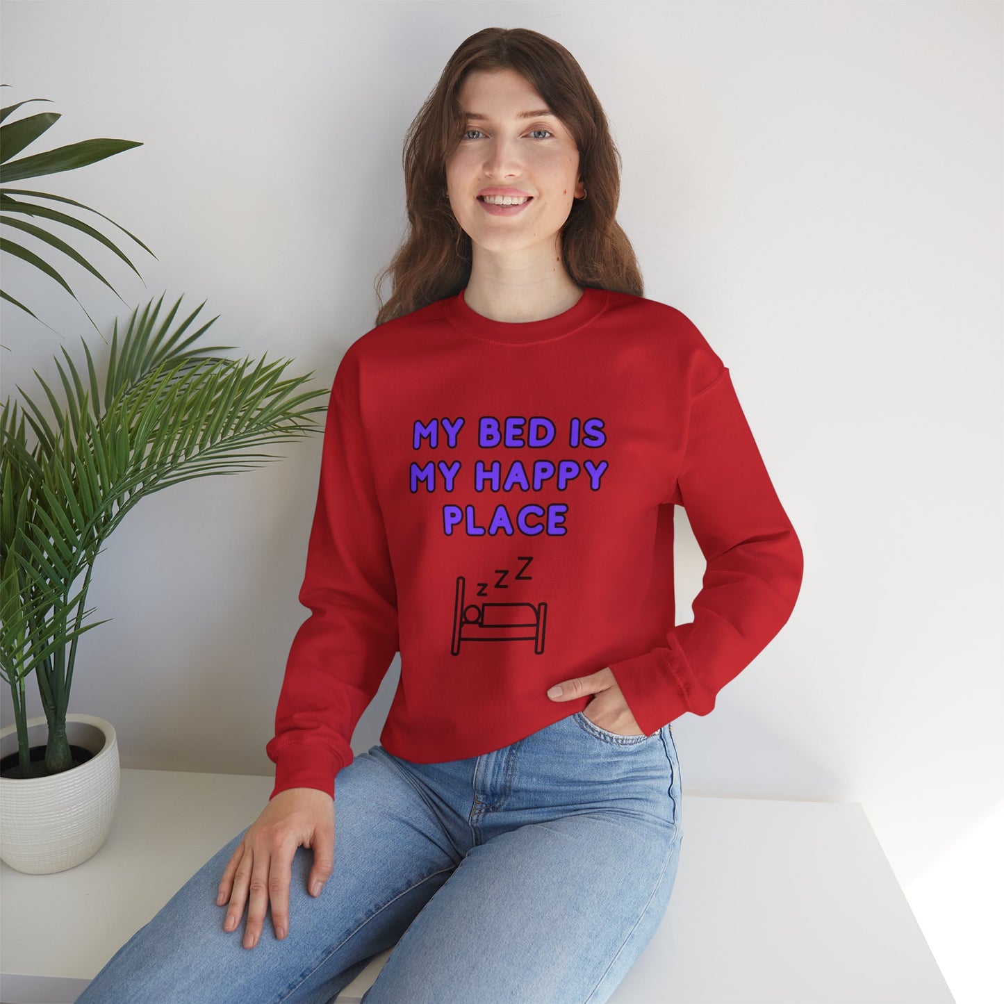 Unisex Heavy Blend™ Crewneck Sweatshirt "My bed is my happy place"