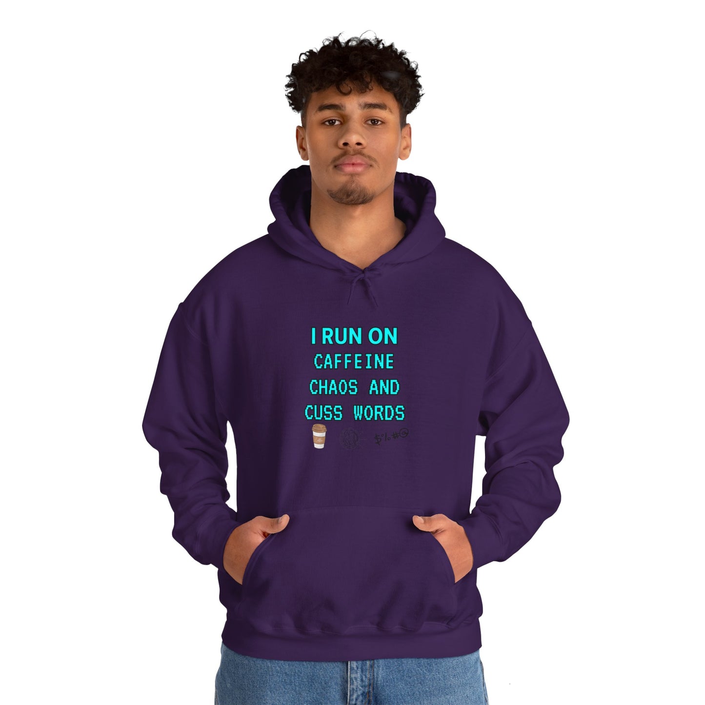 Unisex Heavy Blend™ Hooded Sweatshirt "I run on caffeine, chaos, and cuss words"