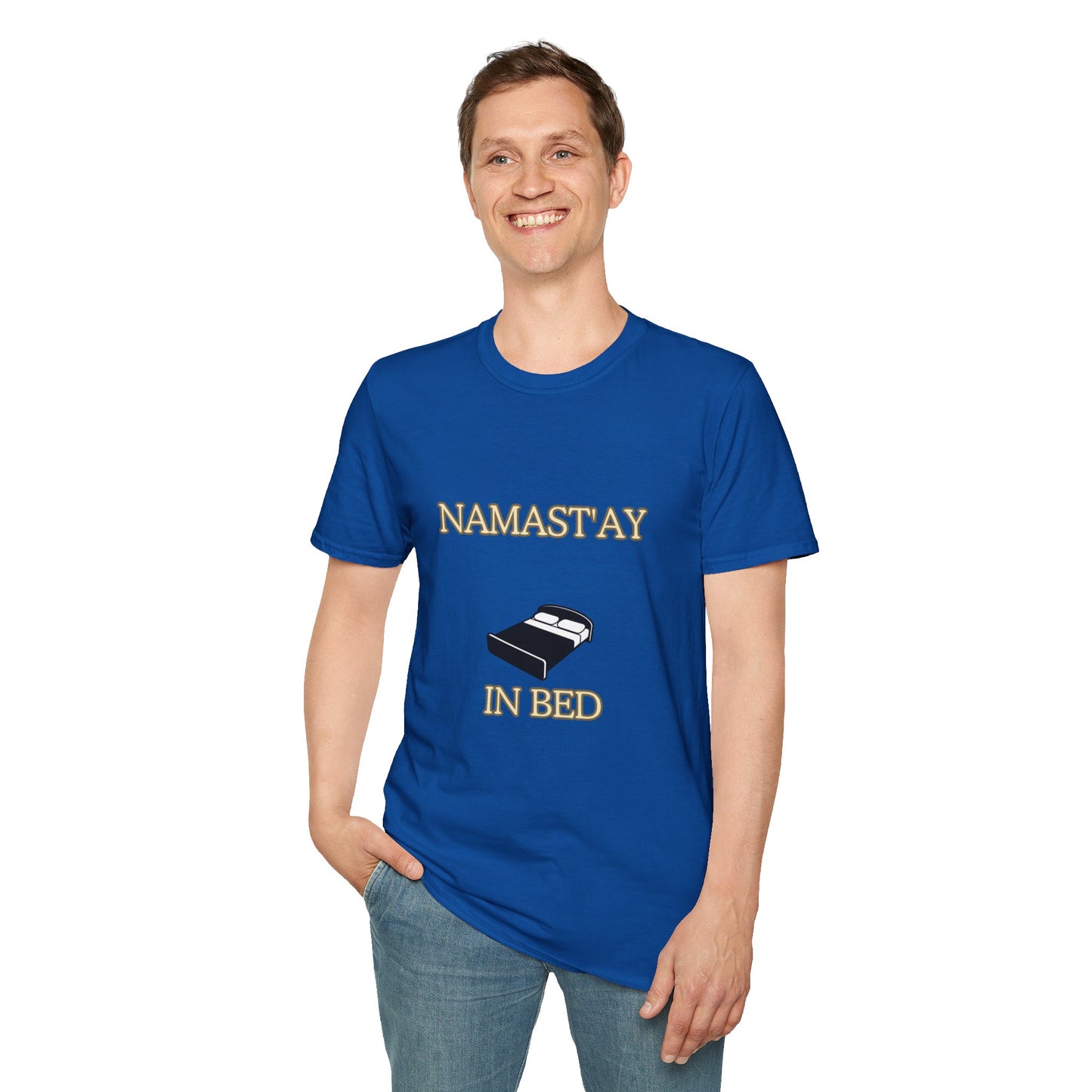 Unisex Softstyle T-Shirt "Namast'ay in bed"