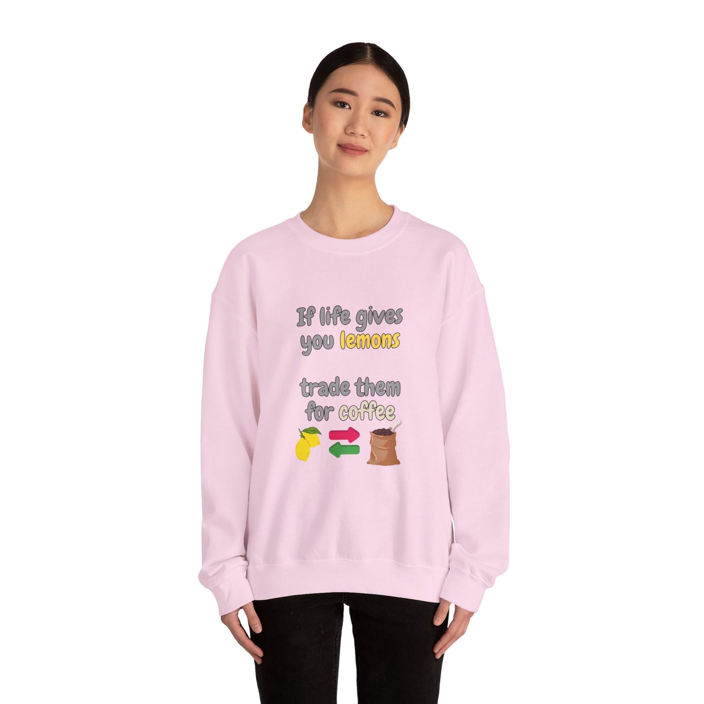 Unisex Heavy Blend™ Crewneck Sweatshirt "If life gives you lemons trade them for coffee"