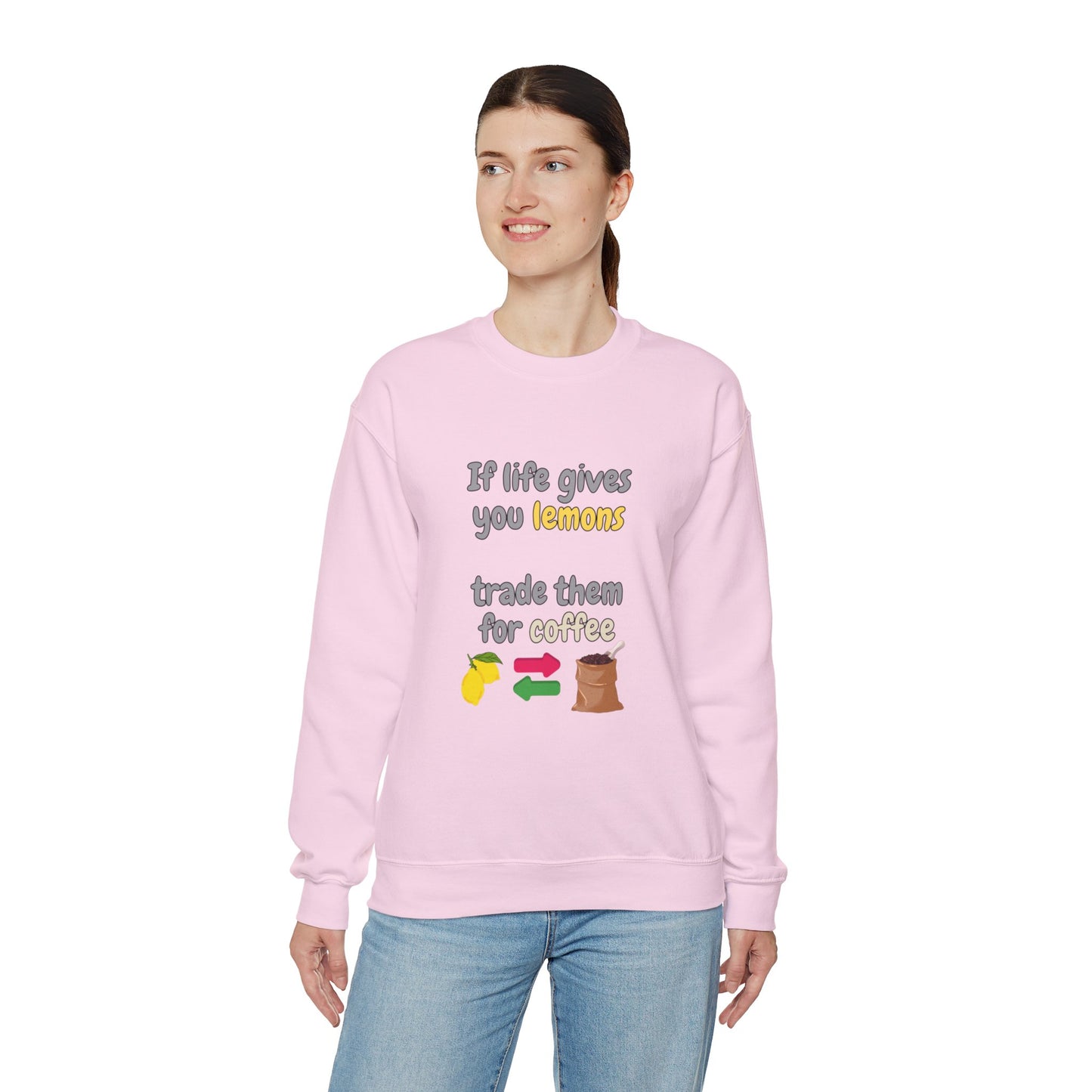 Unisex Heavy Blend™ Crewneck Sweatshirt "If life gives you lemons trade them for coffee"