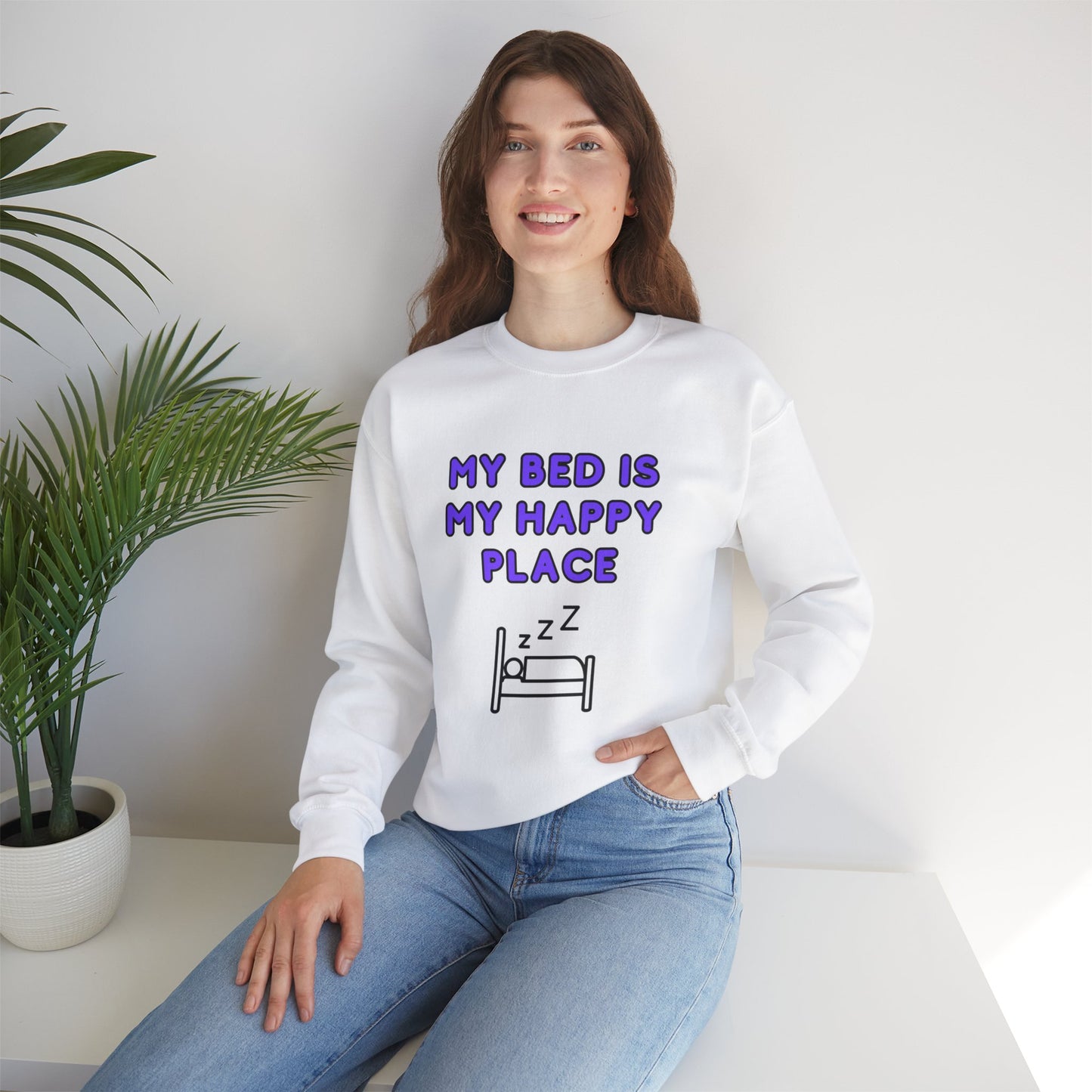 Unisex Heavy Blend™ Crewneck Sweatshirt "My bed is my happy place"